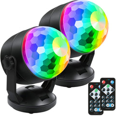 Luditek two-pack front view showing compact disco lights and bright effect