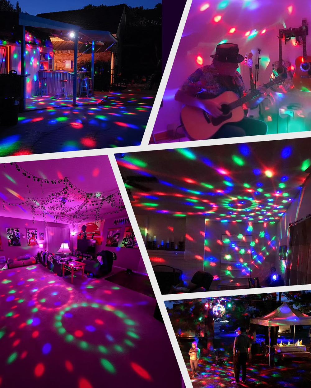 Luditek lights on a table creating party ambiance and instant setup