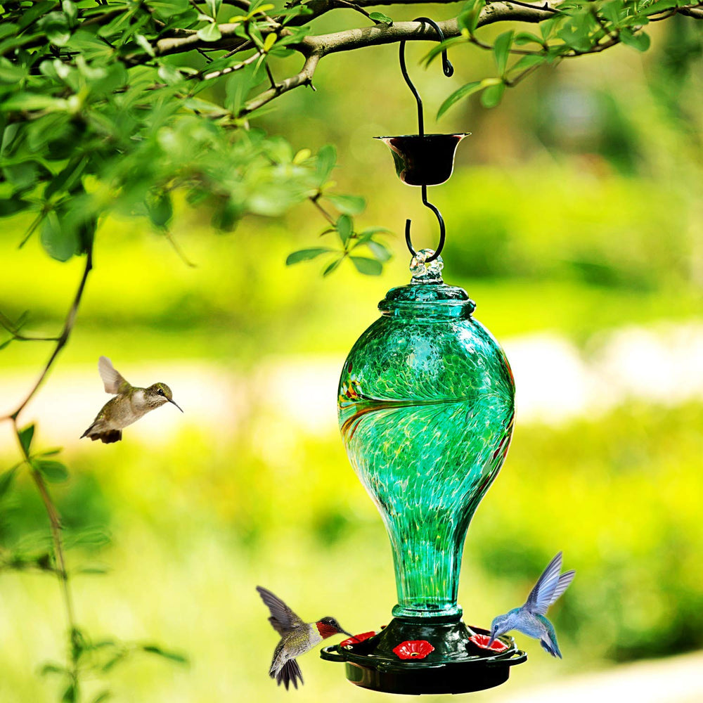 LUJII close-up of metal flower feeding ports offering multiple perches benefit
