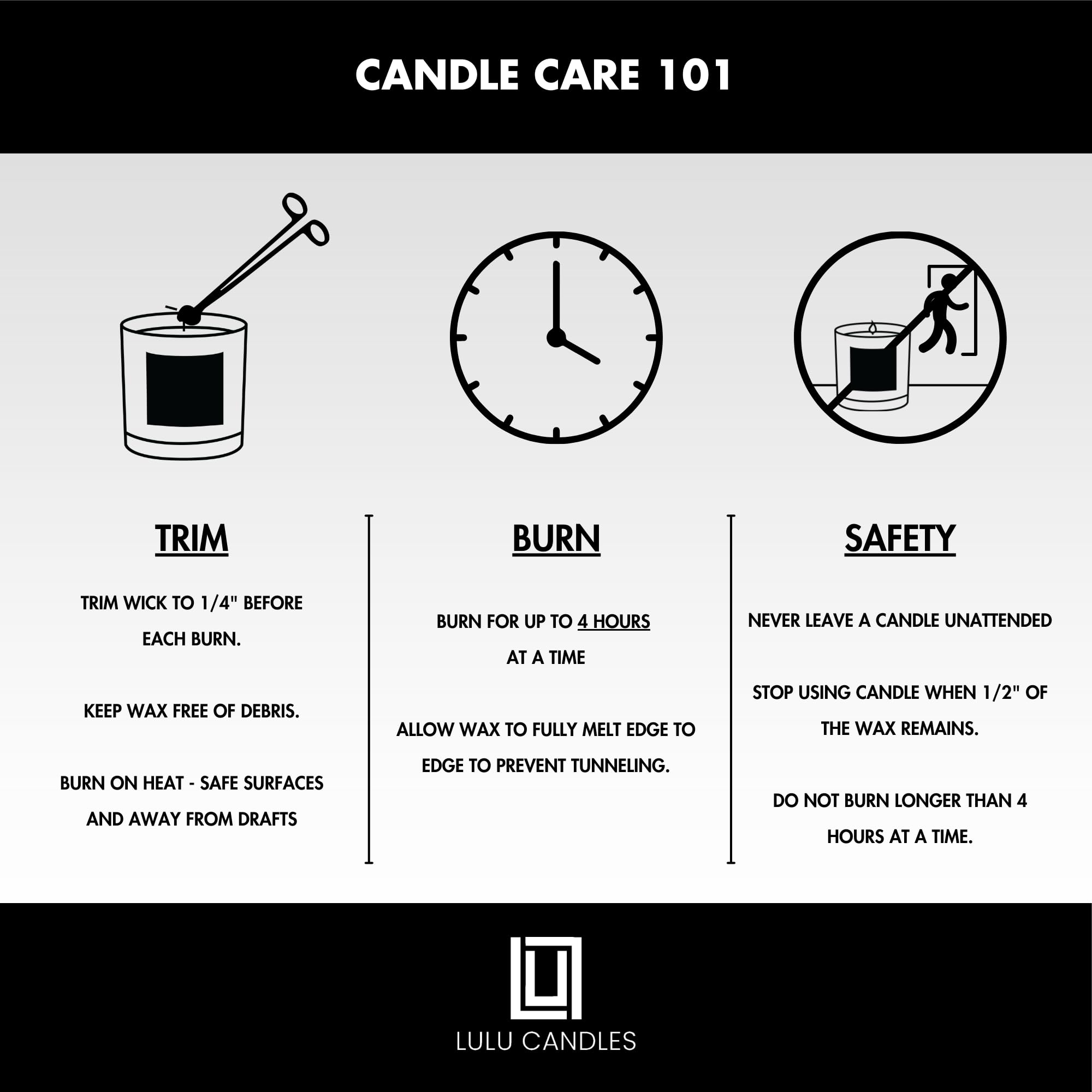 Lulu Candles ingredients card listing jasmine oud sandalwood notes benefit
