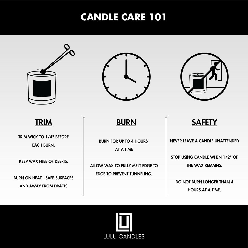 Lulu Candles ingredients card listing jasmine oud sandalwood notes benefit
