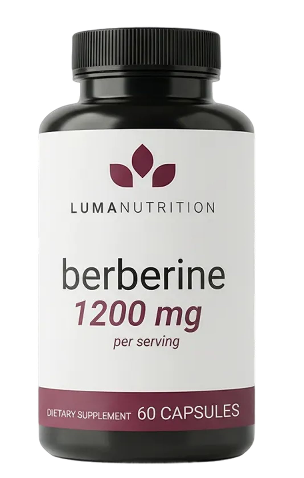 Luma Nutrition front packaging showing 1200mg strength and 60 capsules benefit clarity