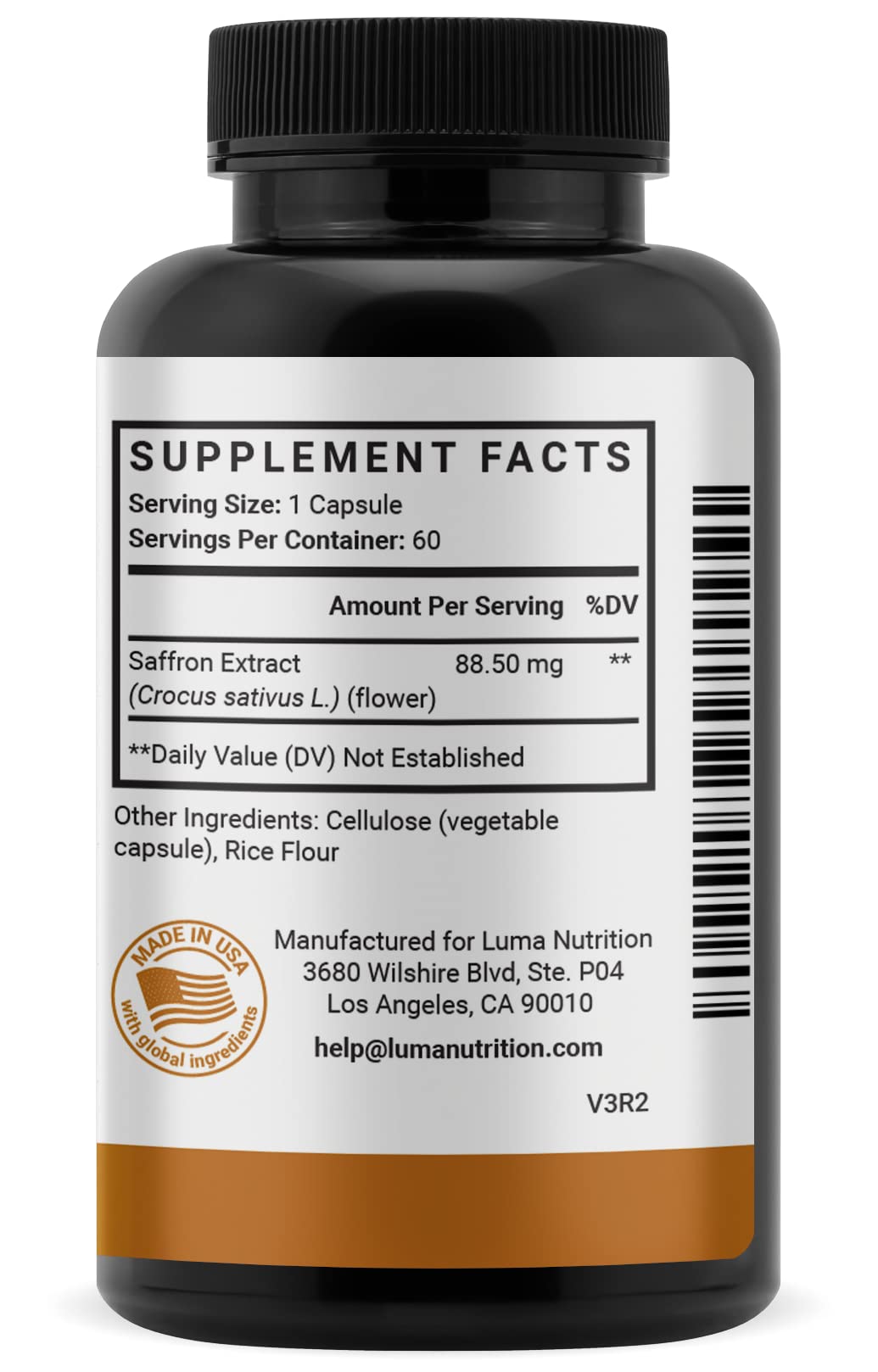 Saffron stigmas and powder with Luma Nutrition ingredient focus