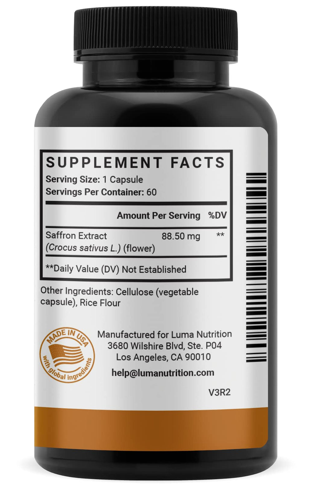 Saffron stigmas and powder with Luma Nutrition ingredient focus