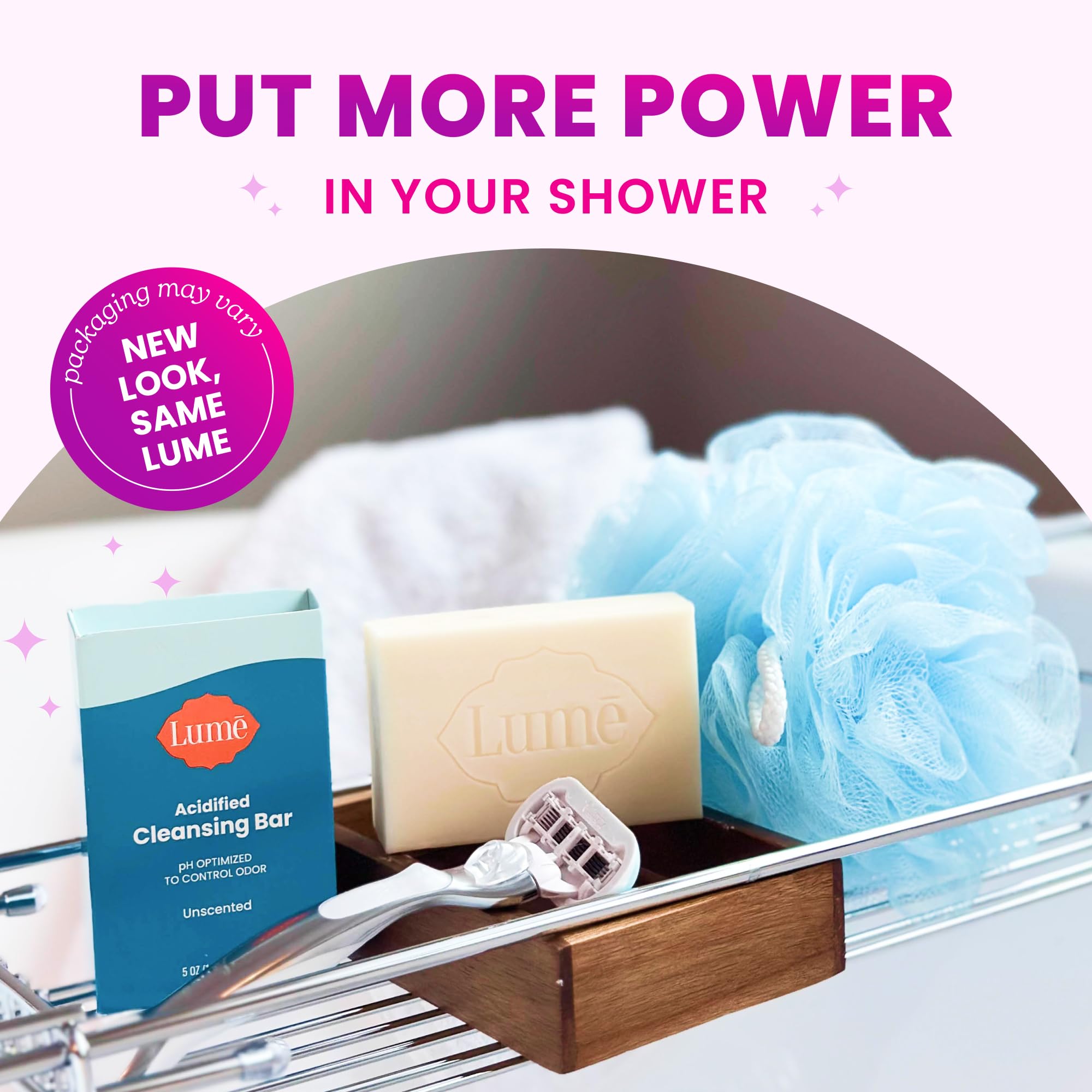 Lume bar displayed in a bathroom lifestyle shot conveying everyday odor confidence