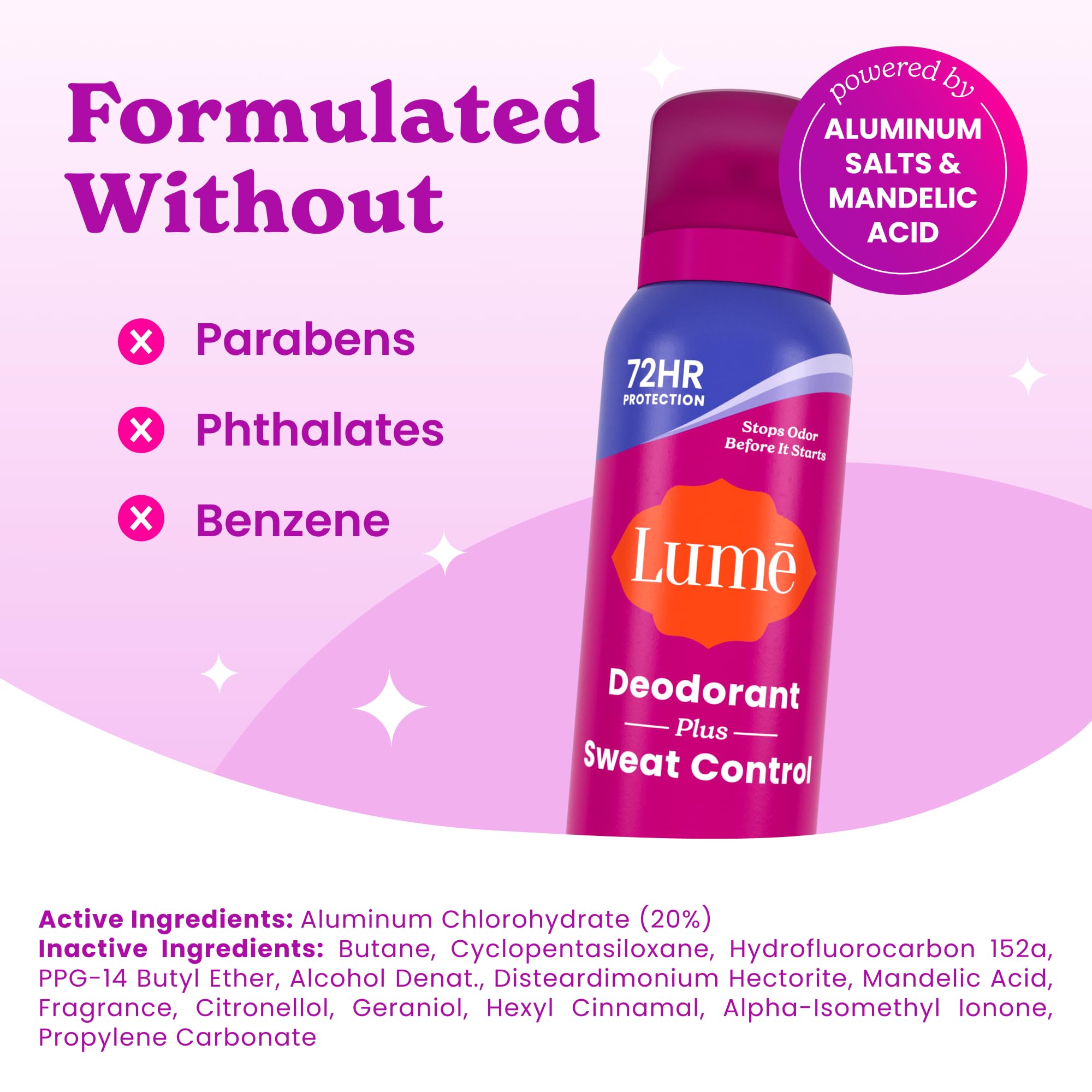 Person applying Lume underarm spray for discreet sweat control