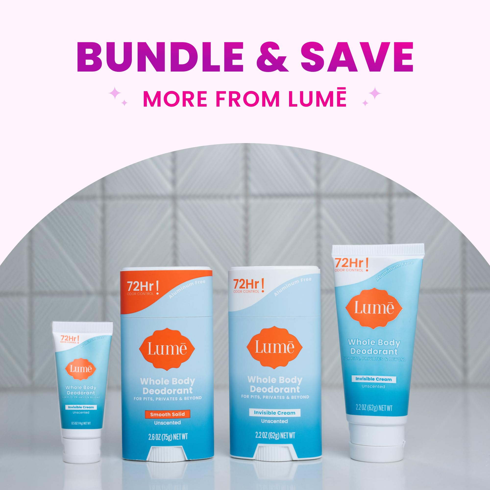 Lume on bathroom counter in lifestyle scene showing daily routine compatibility