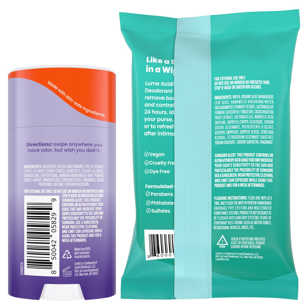 Lume products styled on bathroom shelf suggesting daily routine benefits