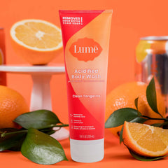 Lume pouring gel into hand to show silky texture and gentle cleansing benefit
