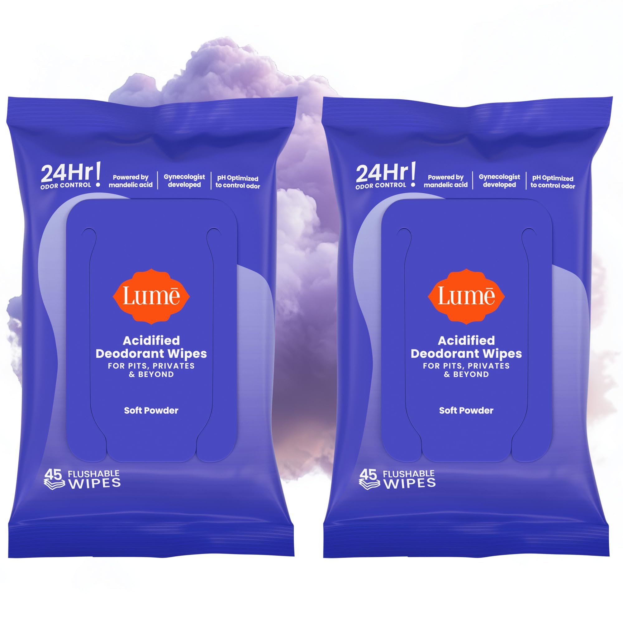 Lume front packaging showing soft powder scent and benefits