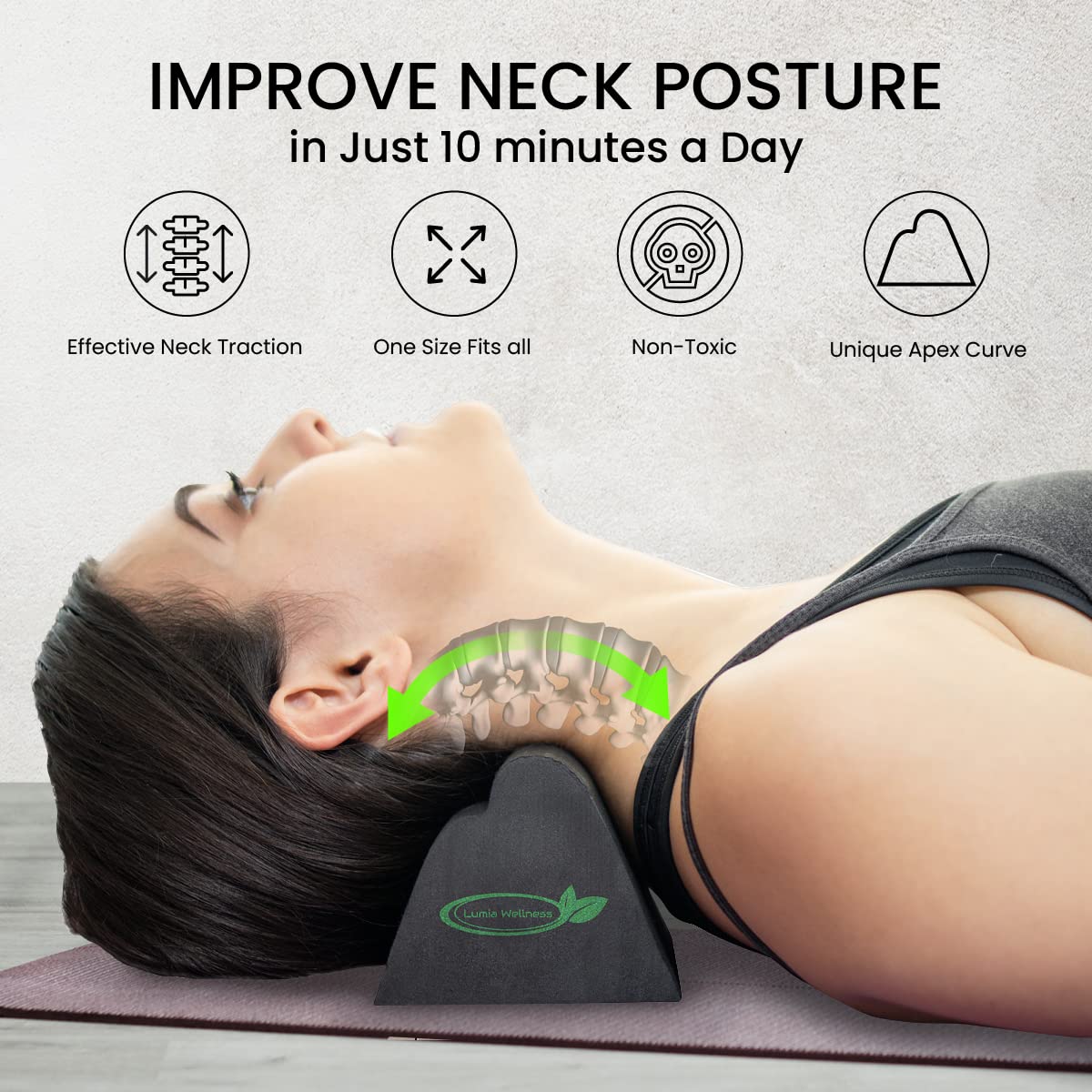 Lumia Wellness close-up of contoured curve showing support for natural cervical alignment