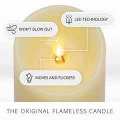 Luminara moving LED flame closeup demonstrating lifelike flicker for safer ambiance