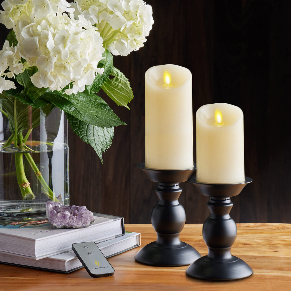 Luminara close-up of pillar top texture highlighting real wax detail and authenticity