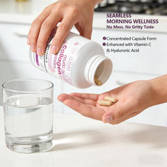 Lumine Organics capsule close-up texture highlighting easy absorption
