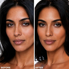 LUMINESS texture close-up of foundation droplets illustrating smooth, hydrating formula
