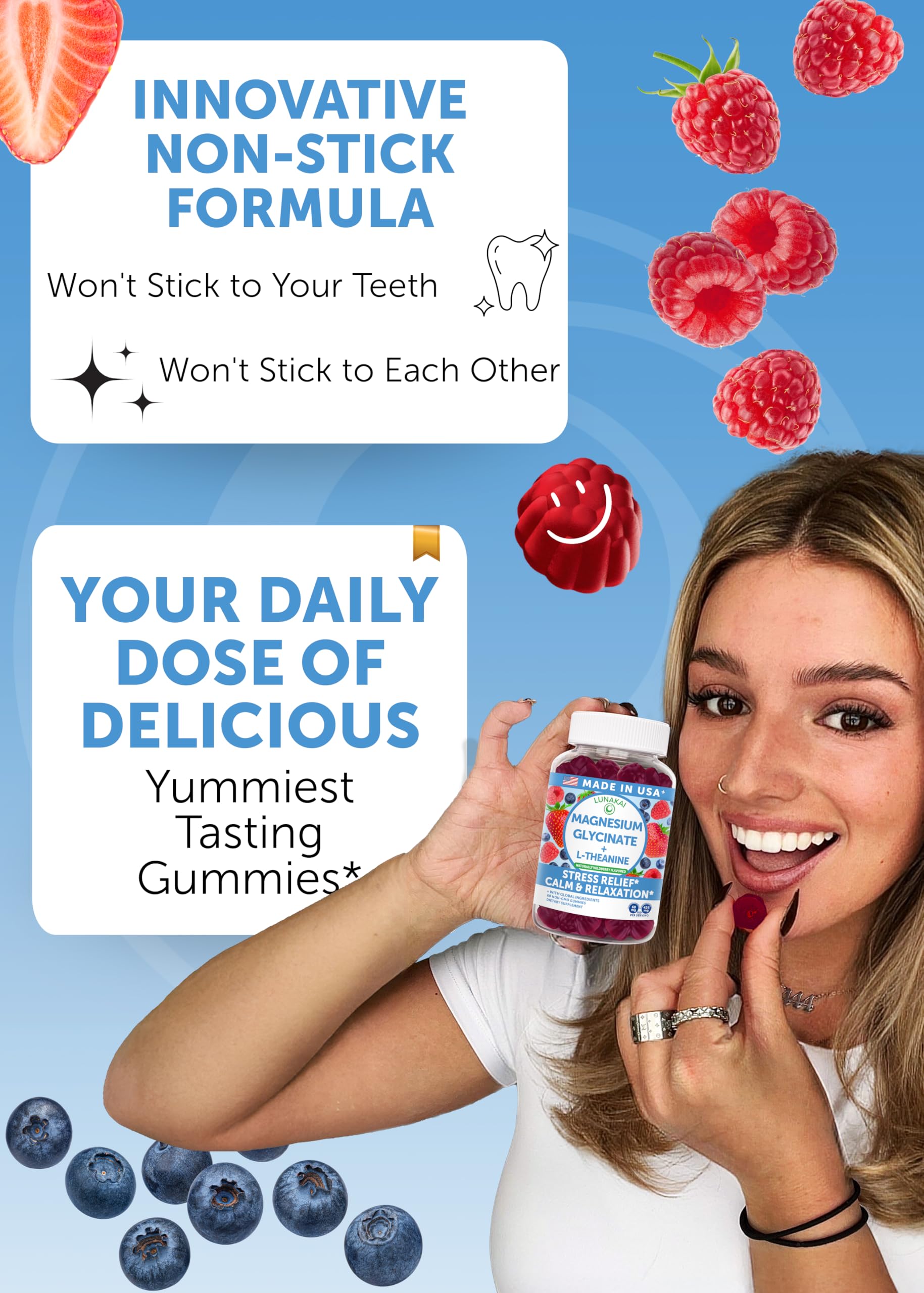 Lunakai gummies in hand portion demonstrating easy chewable serving