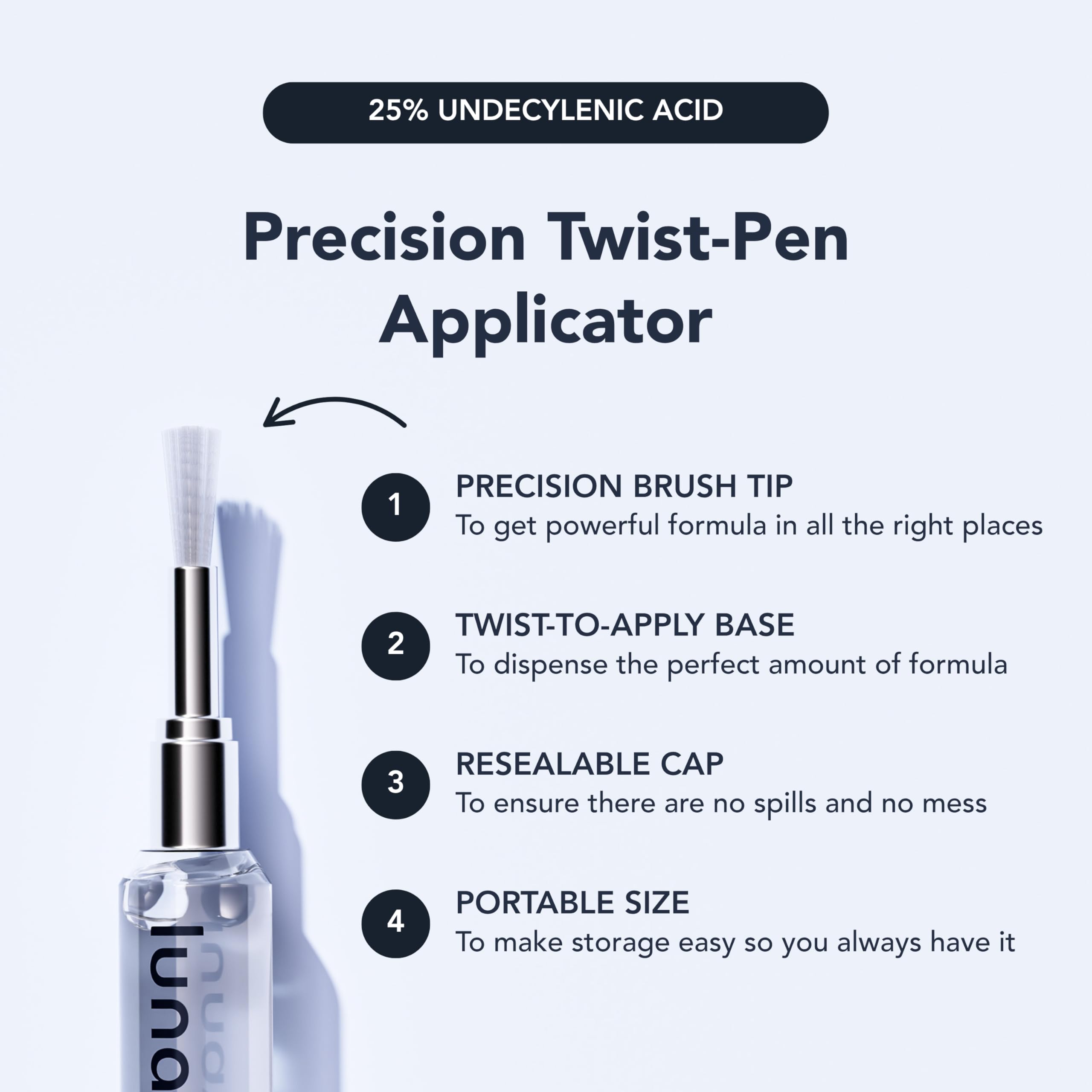 lunavia applicator in use between toes for targeted athlete's foot relief