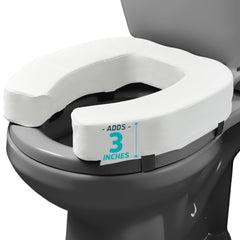Lunderg front view of padded toilet riser showing added height and stable profile