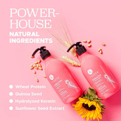 Luseta label close-up highlighting keratin formula and color-safe claim