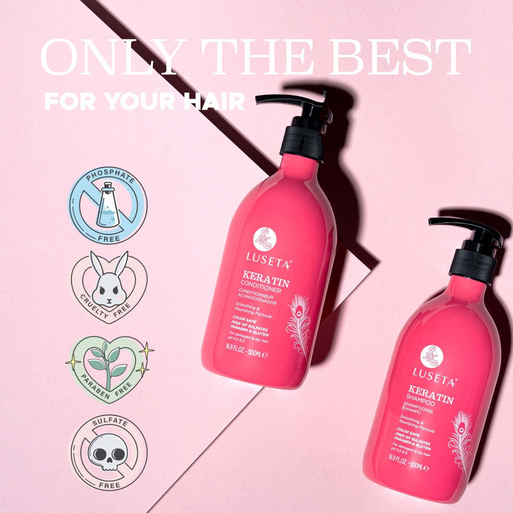 Luseta shampoo poured into hand for visible application and control