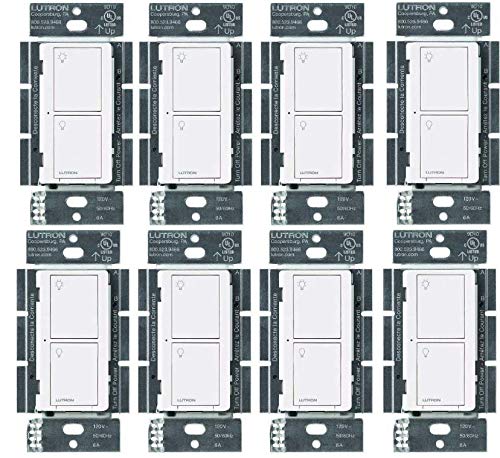 Lutron Caseta front panel white showing clean rocker design and brand for easy control
