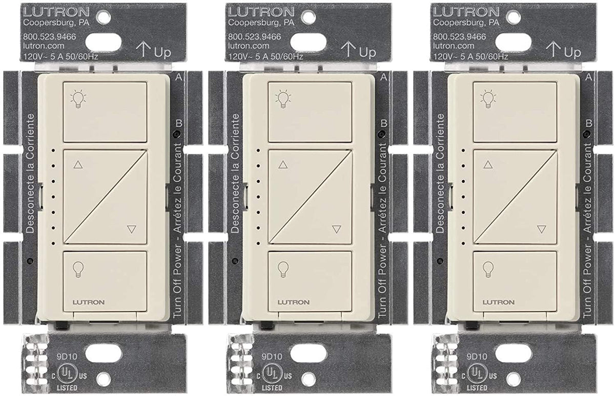 Lutron Caseta front panel showing sleek switch and clear controls benefit quick identification