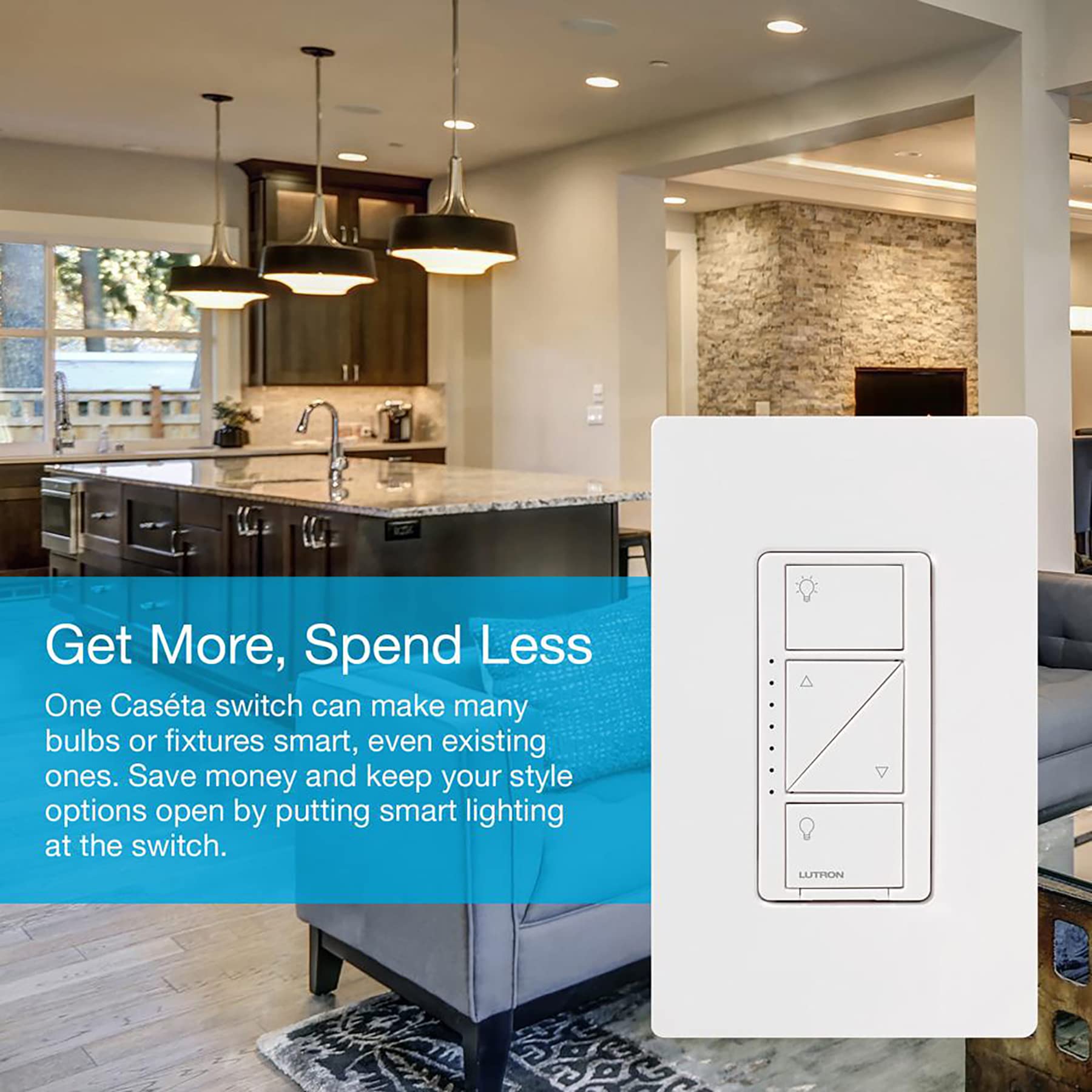 Lutron Caseta wiring view illustrating no-neutral installation benefit for older homes