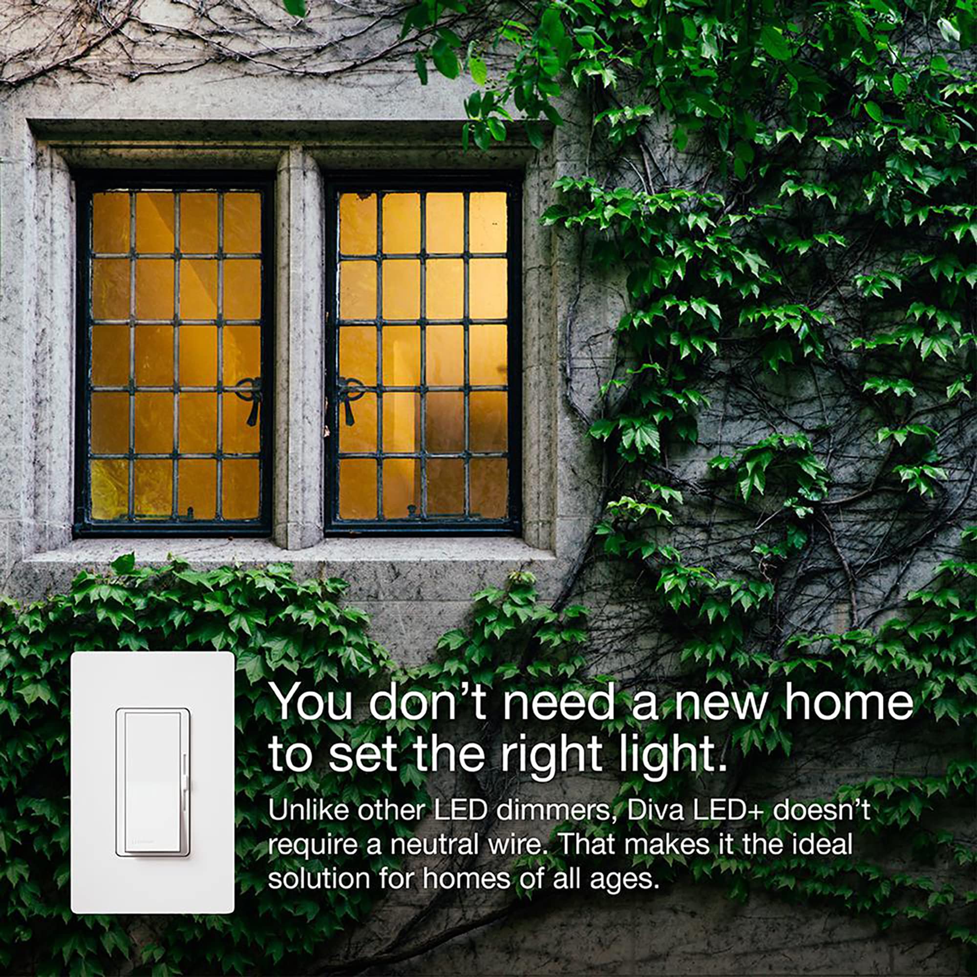 Lutron Diva in hand demonstrating compact size and simple setup benefit