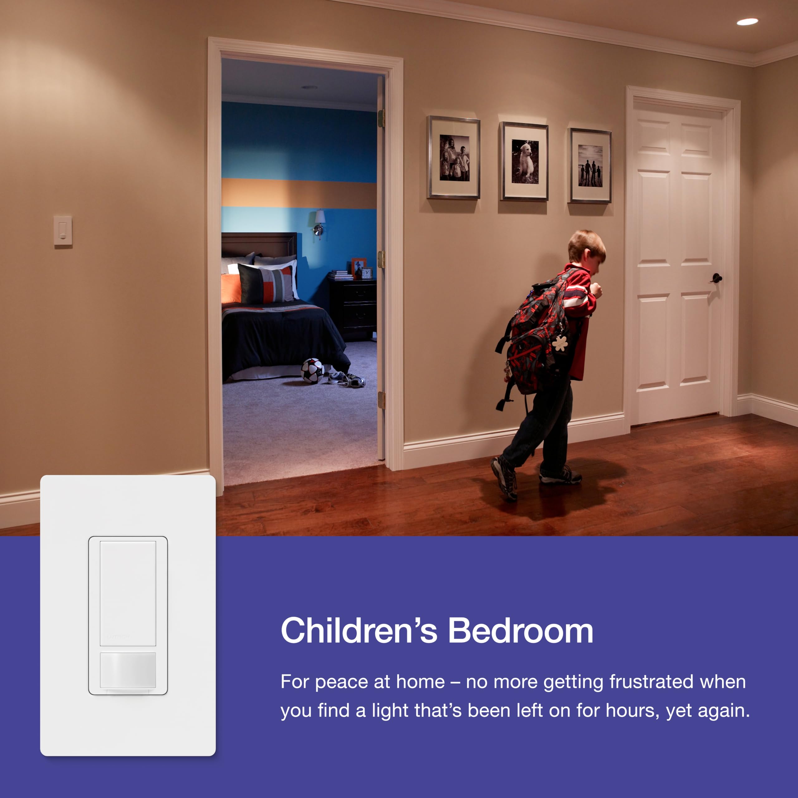 Lutron Maestro held in hand for scale, shows compact size and easy DIY fitting advantage