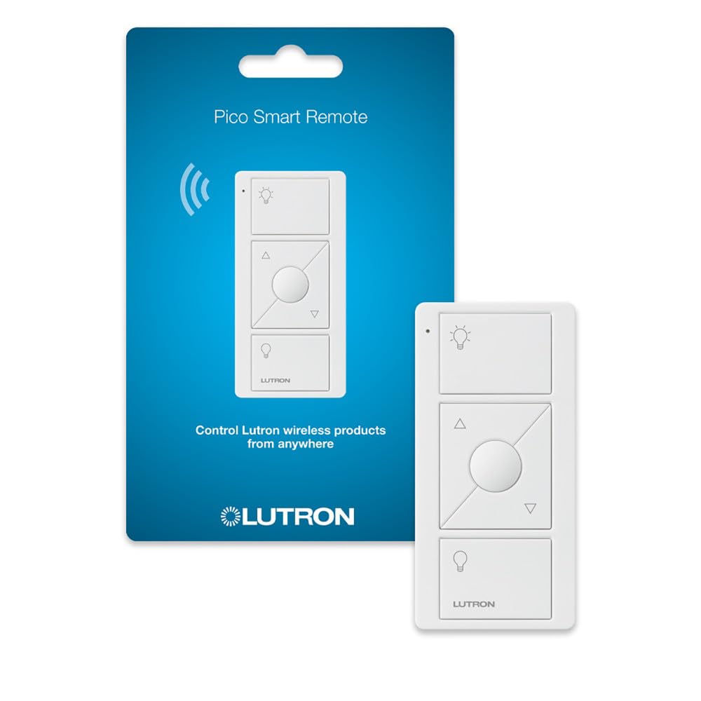 Lutron Pico front view showing three buttons and easy control benefit