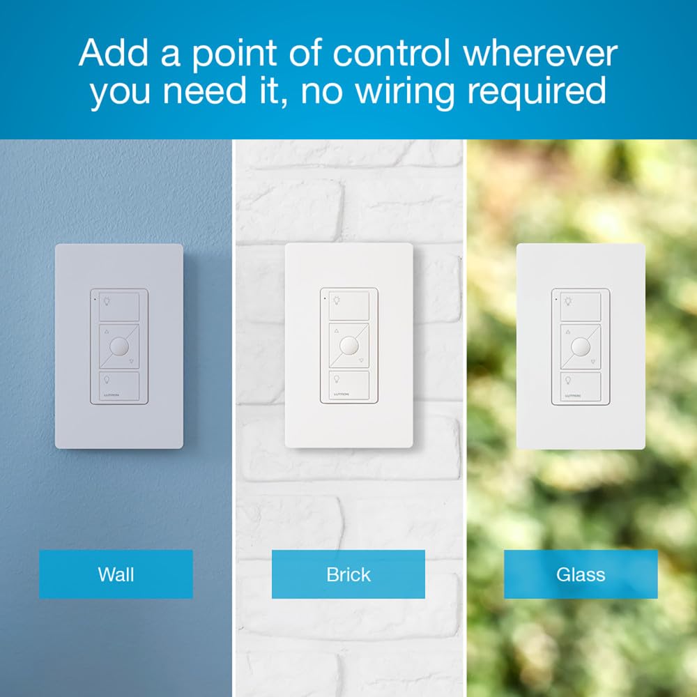Lutron Pico mounted on wall with plate demonstrating convenient access
