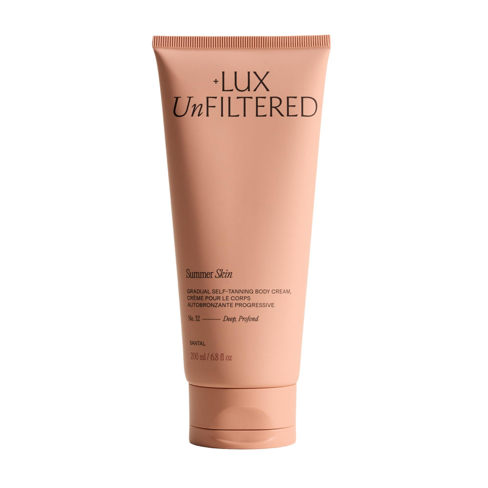 Lux Unfiltered front bottle showing product branding and deep shade