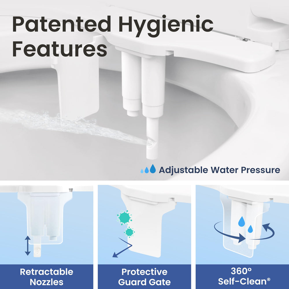 LUXE Bidet image of quick installation using U-shaped plates showing fast setup benefit