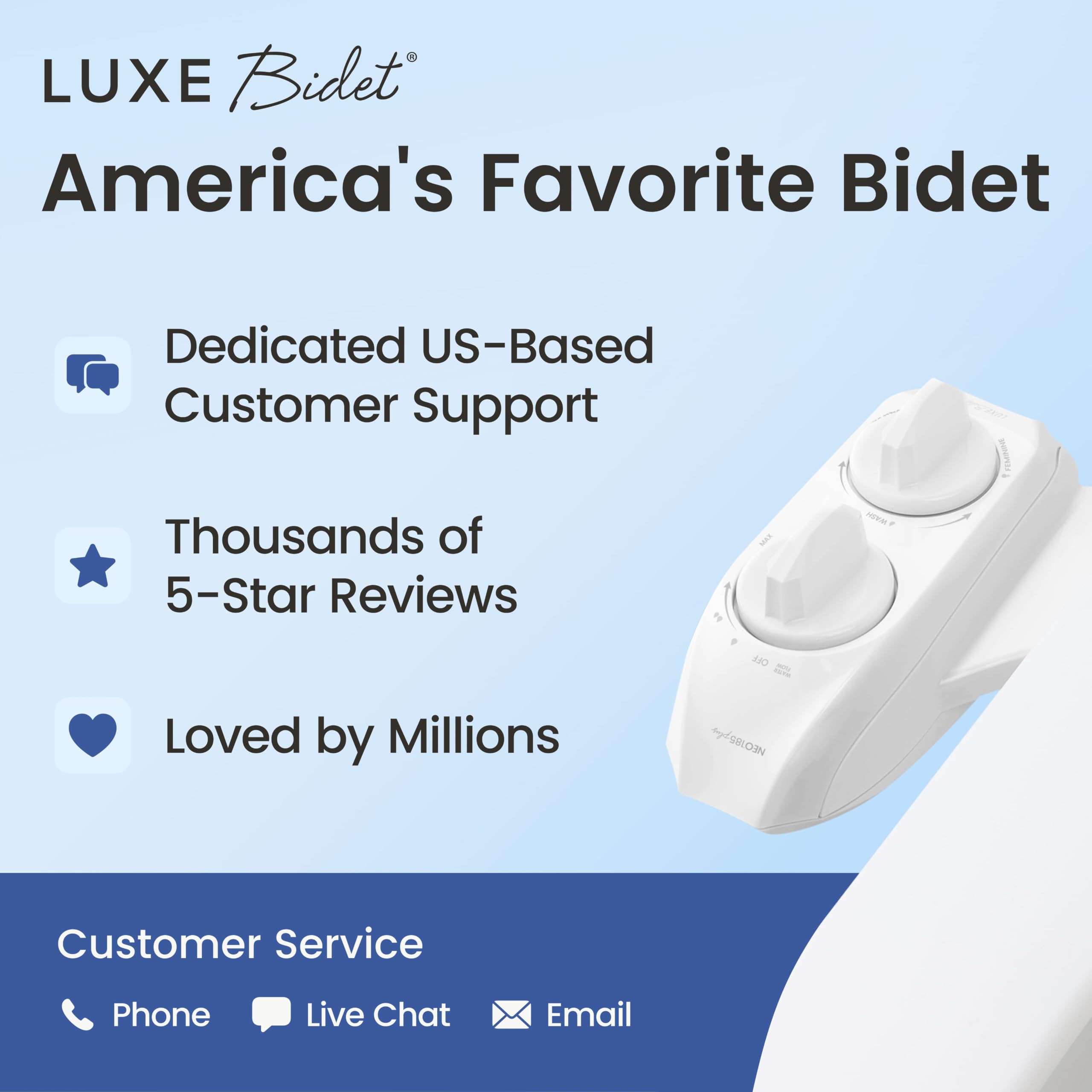 LUXE Bidet in a styled bathroom lifestyle image showing upgraded hygiene benefit