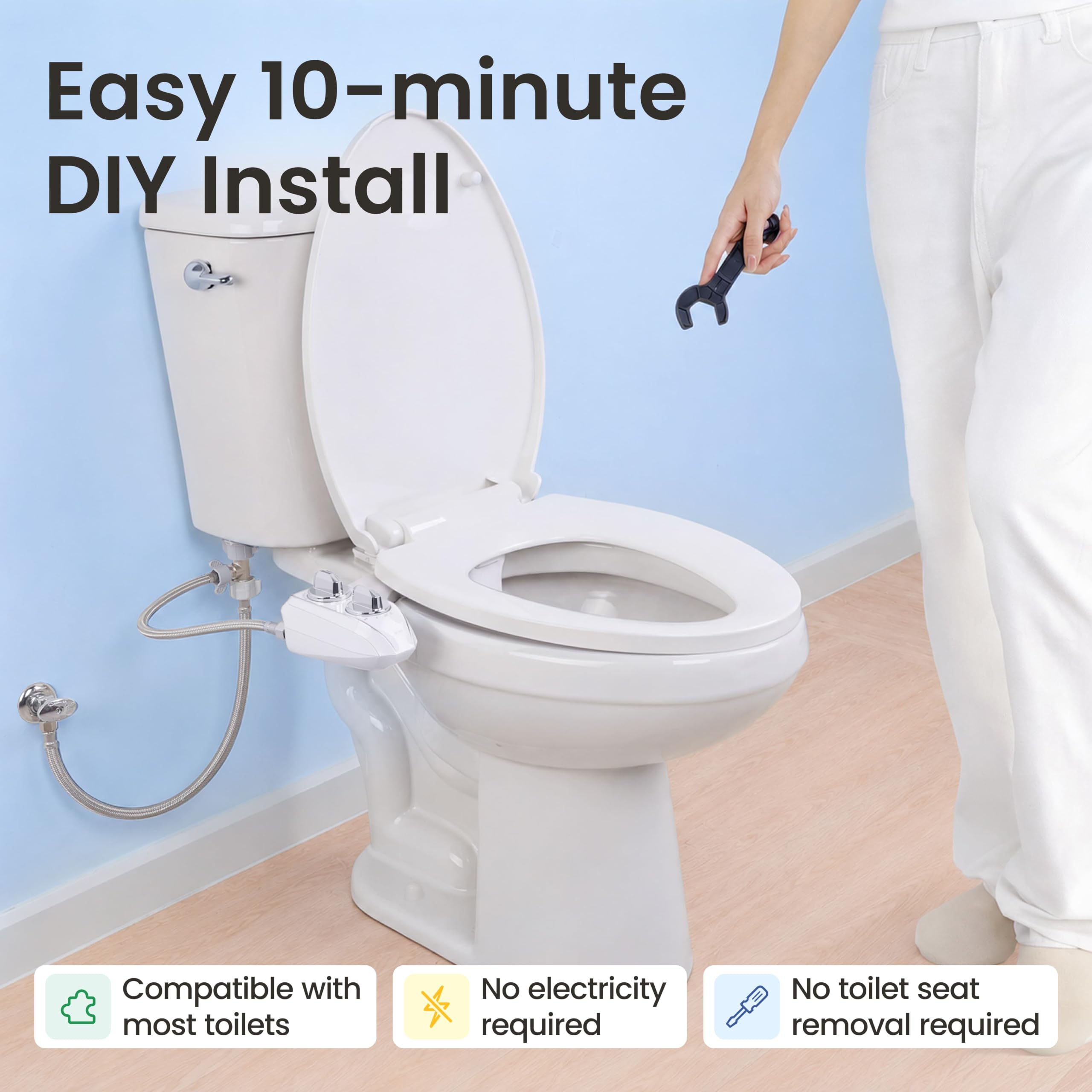 LUXE Bidet low-profile side view showing discreet modern look benefit