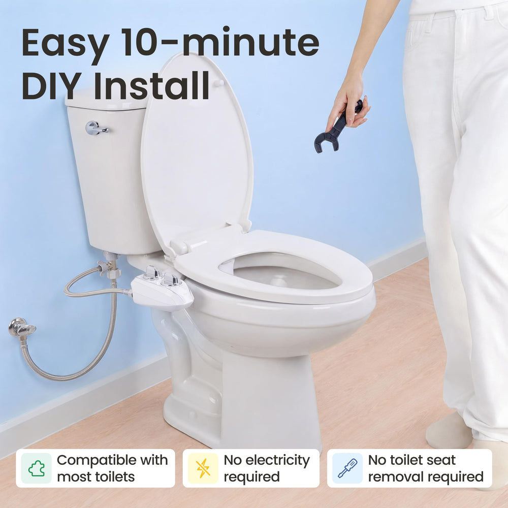 LUXE Bidet low-profile side view showing discreet modern look benefit