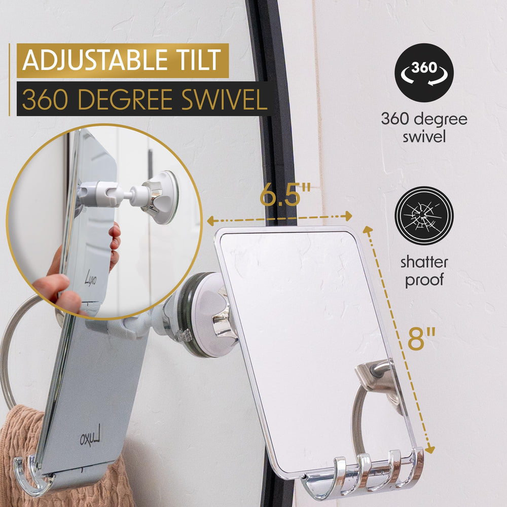Luxo in-shower lifestyle view showing grooming convenience in steam