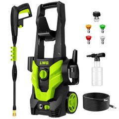 LWQ pressure washer front overview showing compact design and benefit portability