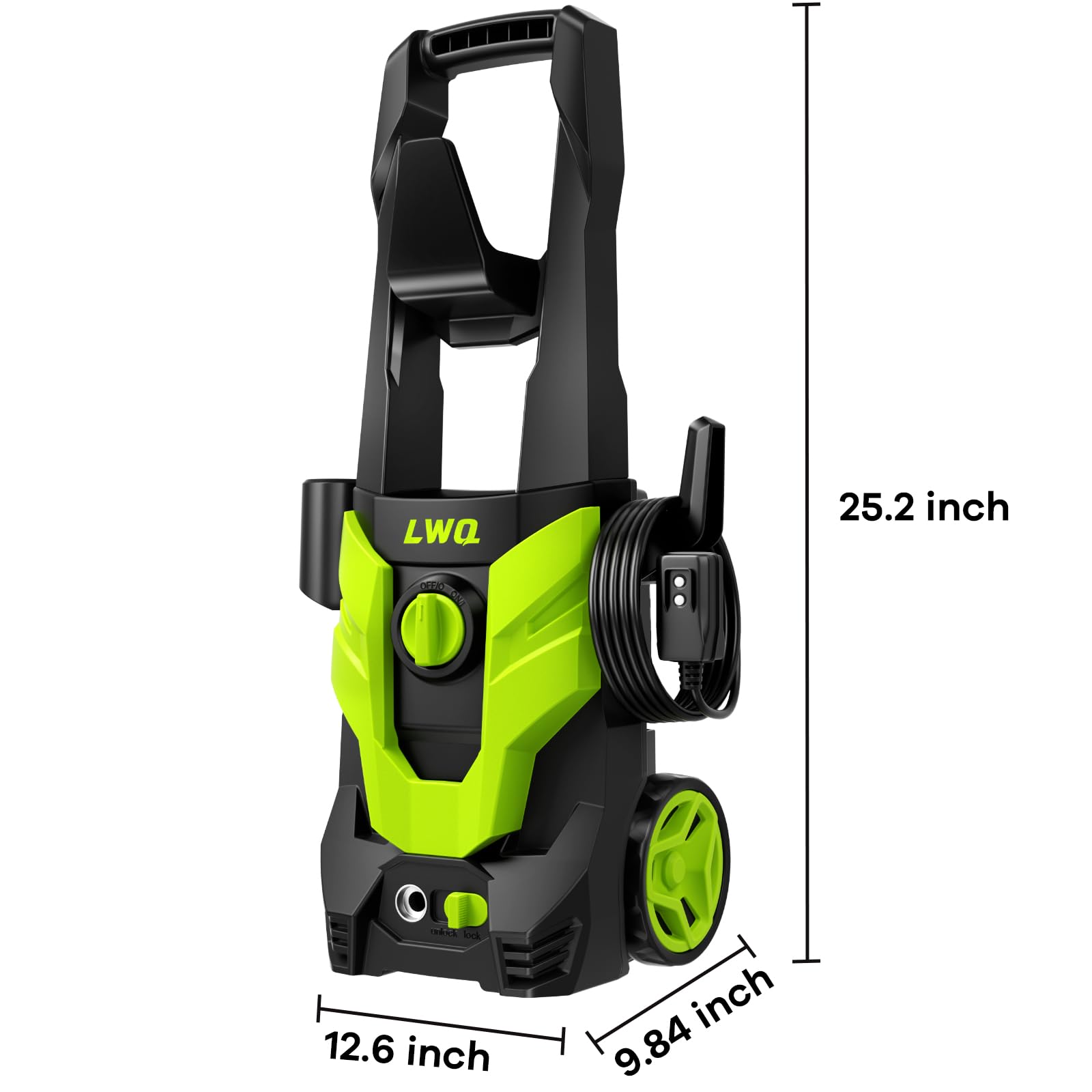 LWQ pressure washer stored in garage shelf showing convenient space-saving storage