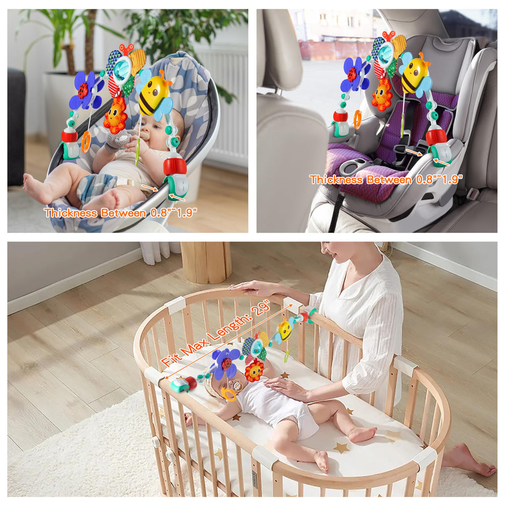 Lynncare detachable toys laid out for easy cleaning and swapping