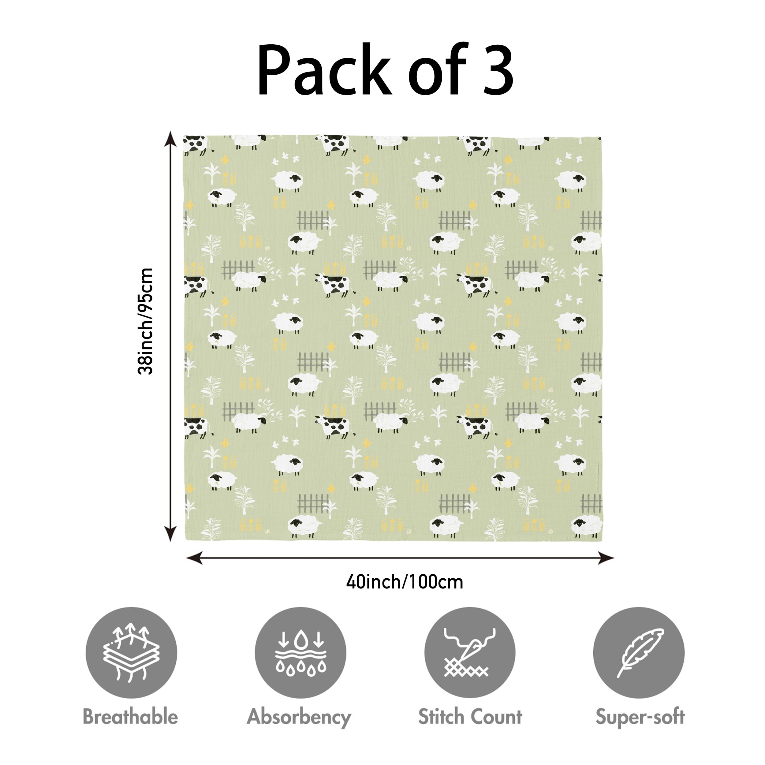 LYRICHOM BABY blanket beside toy and ruler showing generous 38x40-inch size advantage