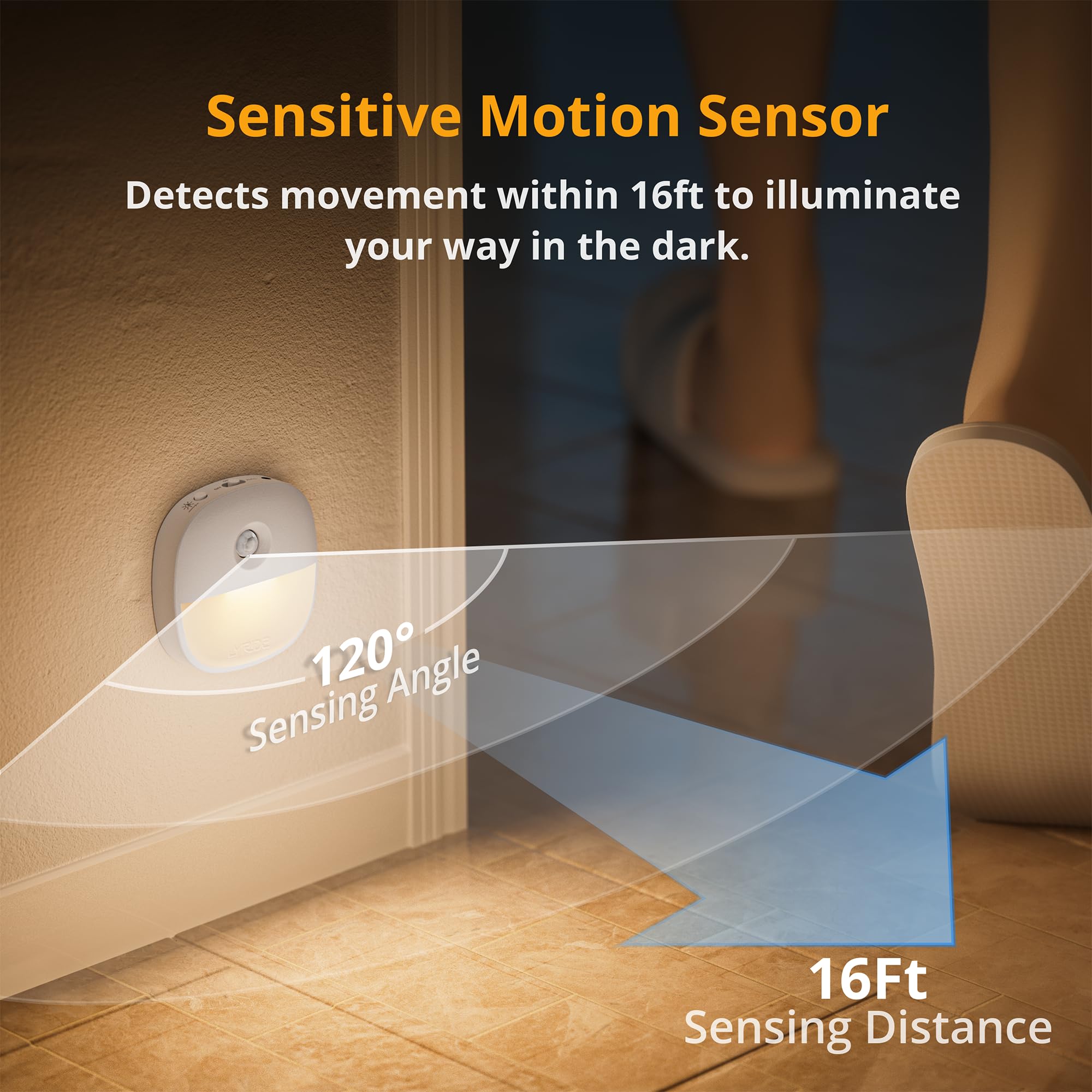 Lyridz mounted on staircase lighting steps for safety and hands-free motion-activated benefit