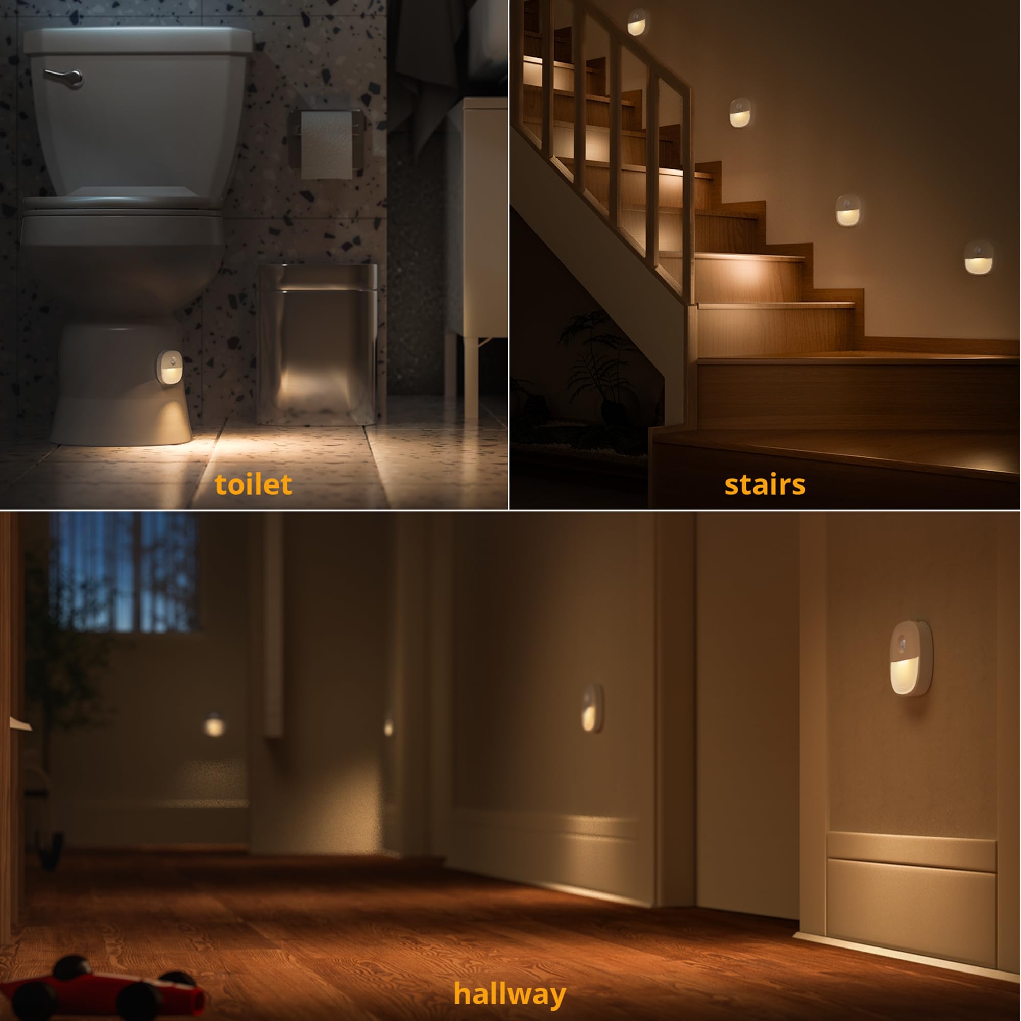 Lyridz illuminating hallway at night showing gentle 2700K warmth and peaceful ambiance benefit