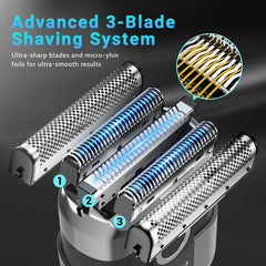 LYRSLF shaver held in hand to display compact travel size and easy portability