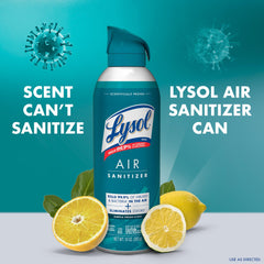 Three‑pack of Lysol air sanitizer bottles indicating value and convenience