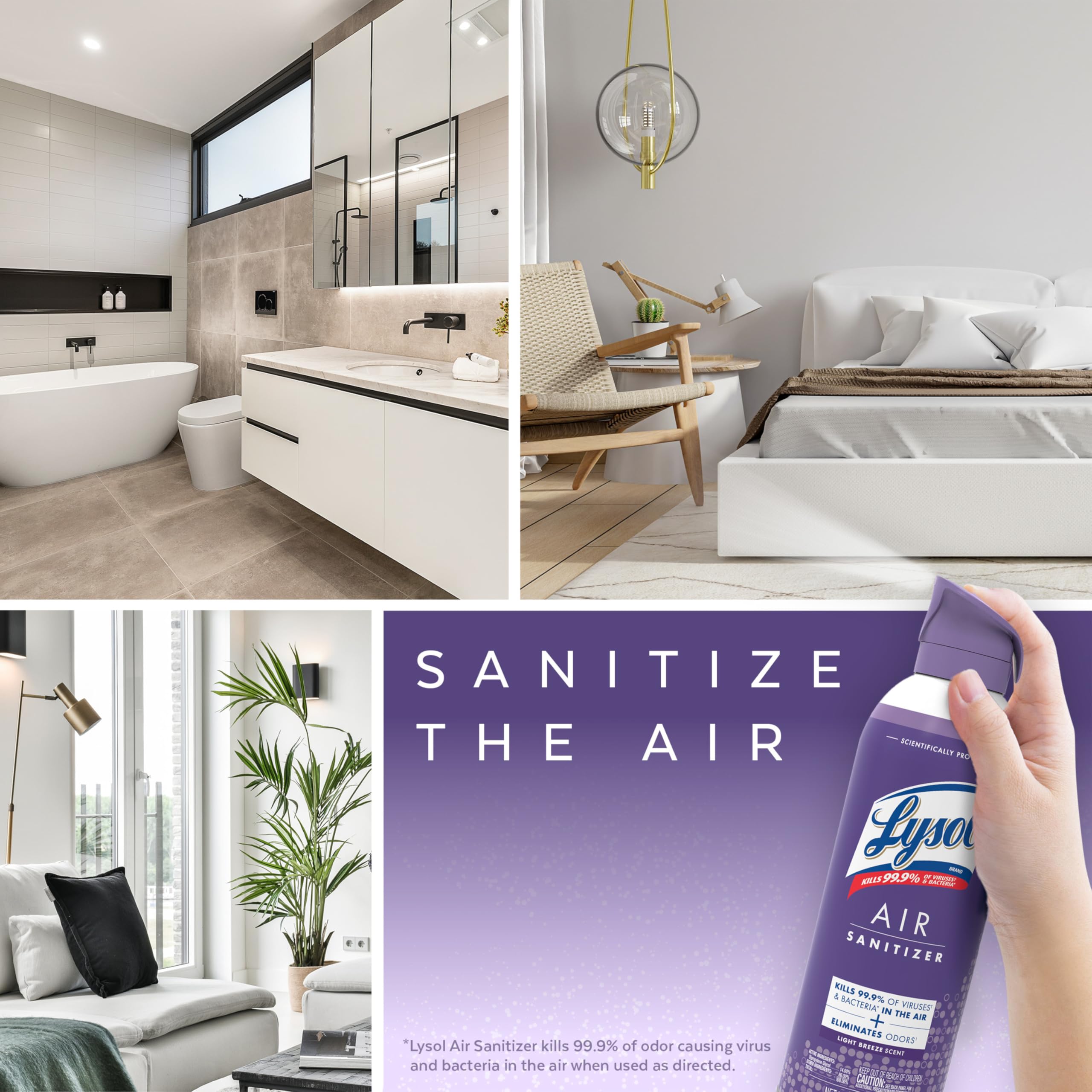Lysol Light Breeze size next to ruler showing compact convenience