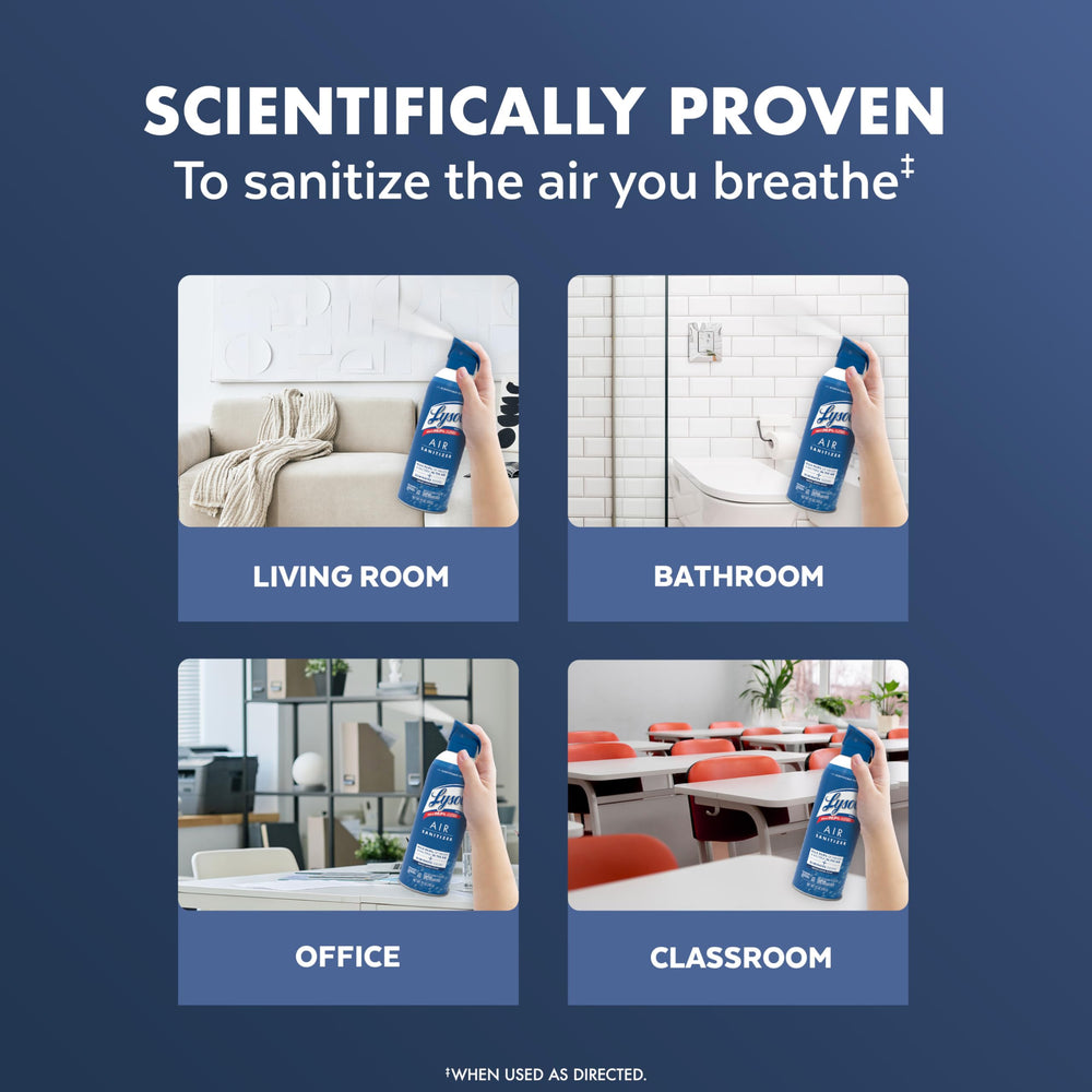 Fine Lysol mist dispersing in air demonstrating quick room refresh benefit