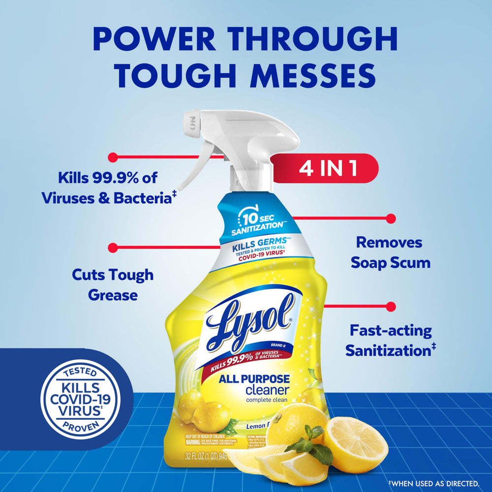 Lysol spray nozzle close-up demonstrating easy application for quick cleaning