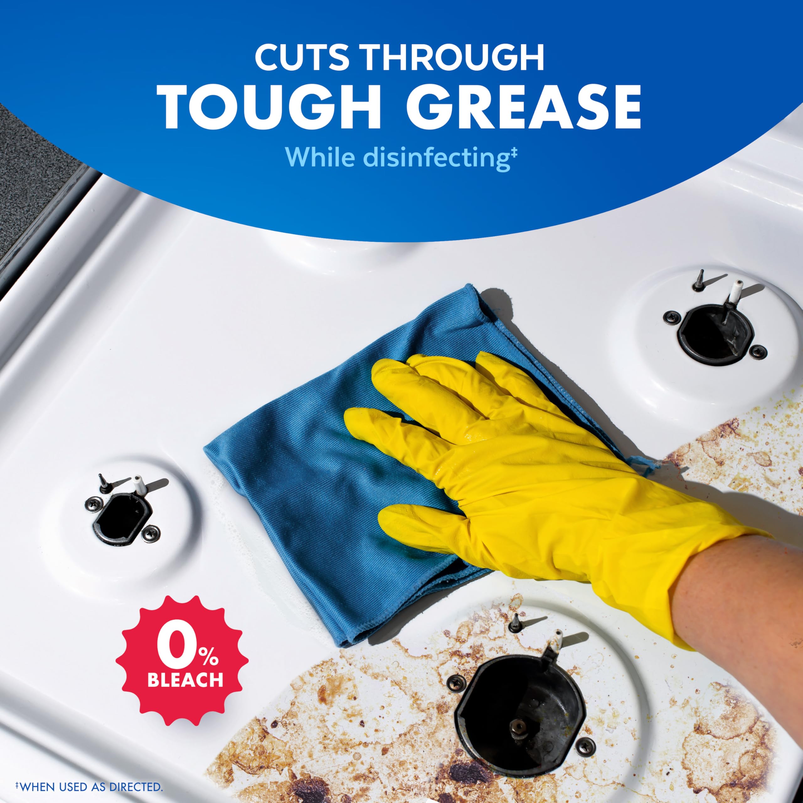 Lysol foam texture on stovetop removing stubborn grease and soap scum