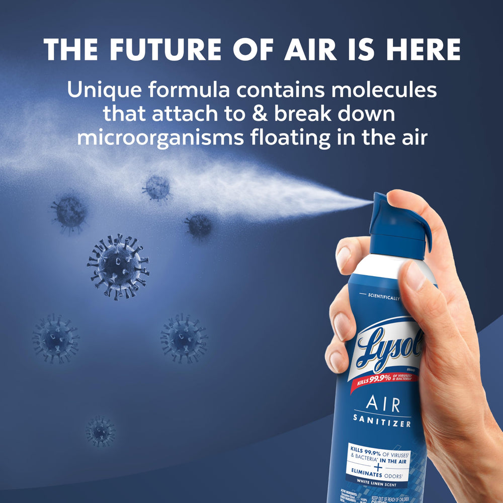 Three-pack boxed Lysol cans highlighting value and convenience benefit